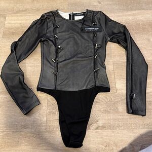 Manière De Voir Black Sheer Bodysuit Zip Detail Festival Summer Vacation Concert